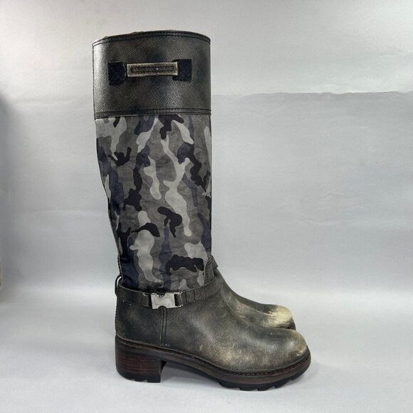 Prada Women's Size 8 Sport Brown Leather Camo Boots - Picture 1 of 16